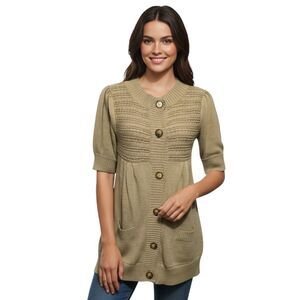 Michael Kors Beige Sweater Wooden Buttons Size S/P